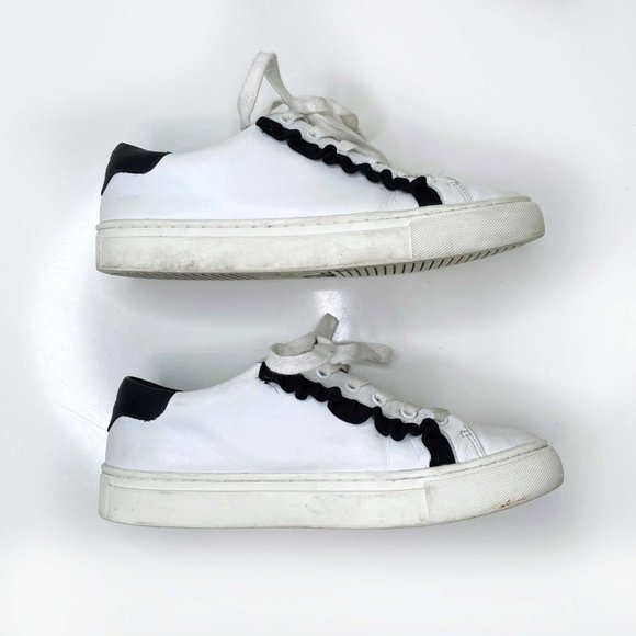 tory burch white leather ruffle sneakers - size 6 - Picture 8 of 10